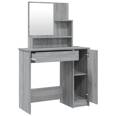 vidaXL Toaletný stolík so zrkadlom sivý dub sonoma 86,5x35x136 cm