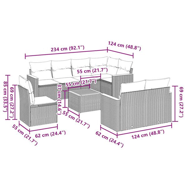 vidaXL 9-dielna z&aacute;hradn&aacute; jed&aacute;lensk&aacute; sada s vank&uacute;&scaron;mi čierna polyratan
