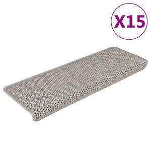 vidaXL Samolepiace n&aacute;&scaron;ľapy na schody Sisal 15 ks 65x21x4 cm strieborn&eacute;