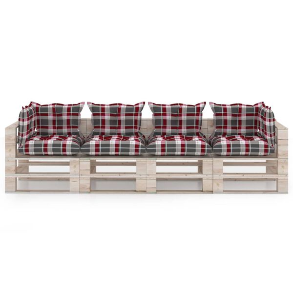 vidaXL 4-miestna z&aacute;hradn&aacute; pohovka z paliet s podložkami, borovica