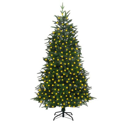 vidaXL Osvetlený umelý vianočný stromček, zelený 210 cm, PVC a PE