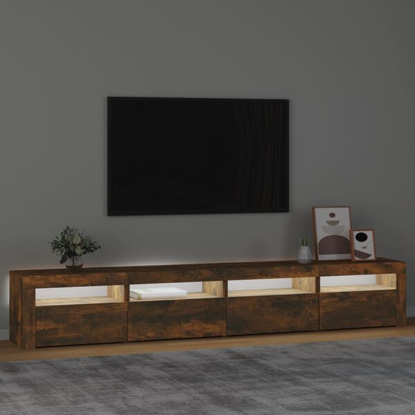 vidaXL TV skrinka s LED svetlami dymov&yacute; dub 240x35x40 cm