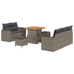 vidaXL S&uacute;prava z&aacute;hradn&yacute;ch pohoviek s vank&uacute;&scaron;om 8 pcs Siv&aacute; polyratan