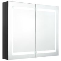 vidaXL Kúpeľňová skrinka s LED a zrkadlom, lesklá čierna 80x12x68 cm