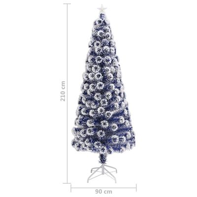 vidaXL Osvetlený vianočný stromček, bielo modrý 210 cm, optické vlákno