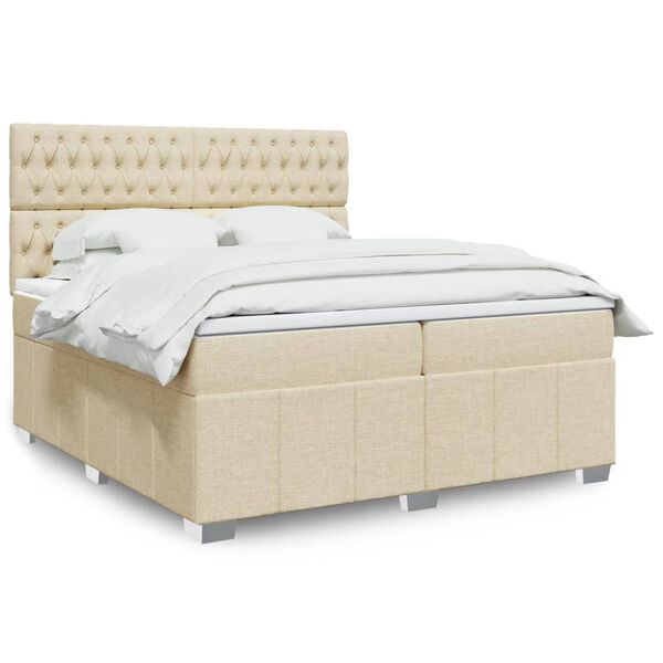 vidaXL Boxspring posteľ s matracom kr&eacute;mov&aacute; 200x200 cm l&aacute;tka