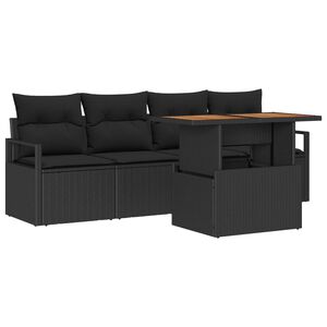 vidaXL S&uacute;prava z&aacute;hradn&yacute;ch pohoviek s vank&uacute;&scaron;om 5 pcs Čierna