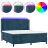 vidaXL Posteľn&yacute; r&aacute;m boxsping matrac a LED tmavomodr&yacute; 160x200 cm zamat