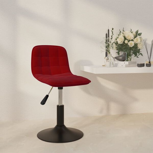 vidaXL Otočn&aacute; jed&aacute;lensk&aacute; stolička v&iacute;novo-červen&aacute; zamatov&aacute;