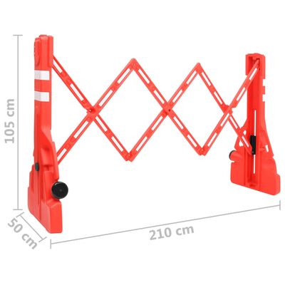 vidaXL Skladacia dopravná zábrana červená 210x50x105 cm