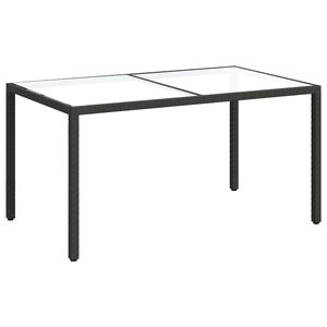vidaXL Z&aacute;hradn&yacute; st&ocirc;l 150x90x75 cm tvrden&eacute; sklo a polyratan čierny