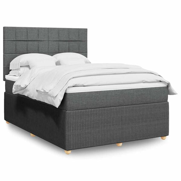 vidaXL Boxspring posteľ s matracom tmavosiv&aacute; 140x200 cm l&aacute;tka