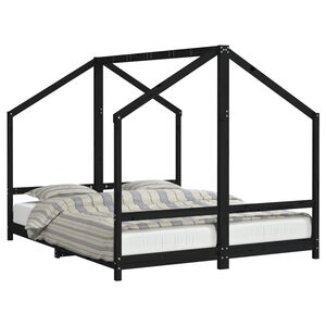 vidaXL R&aacute;m detskej postele čierny 2x(80x200) cm mas&iacute;vna borovica