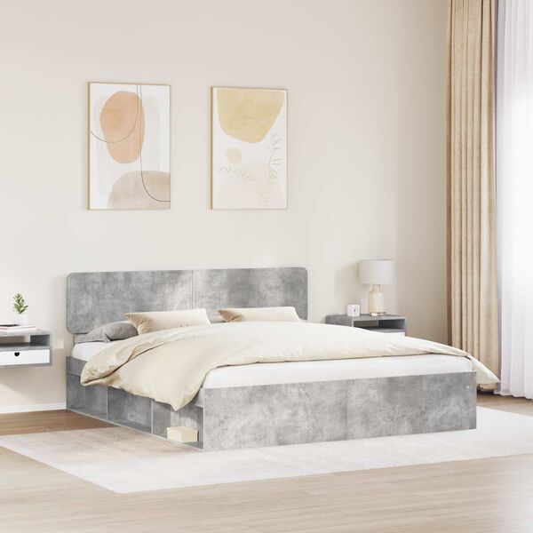 vidaXL R&aacute;m postele Bet&oacute;nov&aacute; 180 x 200 cm Mas&iacute;vne borovicov&eacute; drevo