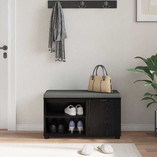 vidaXL Predsieňov&aacute; lavica s vank&uacute;&scaron;om Čierny dub 80 x 38 x 46 cm