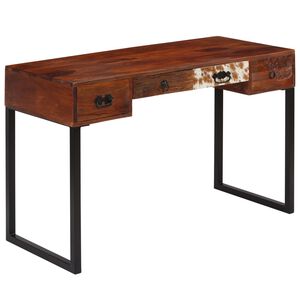 vidaXL P&iacute;sac&iacute; st&ocirc;l, dreven&yacute; mas&iacute;v ak&aacute;cia a prav&aacute; koža 117x50x76 cm