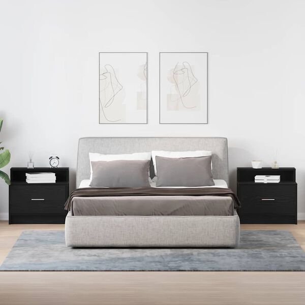 vidaXL Nočn&eacute; skrinky so z&aacute;suvkou 2 ks čierny dub 51x31x47 cm