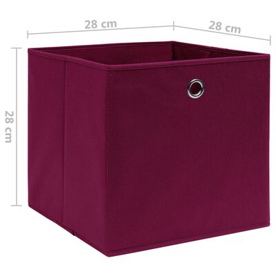 vidaXL Úložné boxy 10 ks, netkaná textília 28x28x28 cm, tmavočervené