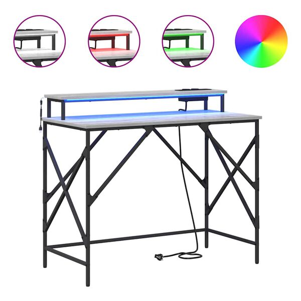 vidaXL St&ocirc;l s poličkou Siv&yacute; Sonoma 100 x 50 x 86,5 cm Kompozitn&eacute; drevo