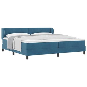 vidaXL Posteľ s pružinov&yacute;m r&aacute;mom Tmavo modr&aacute; 200 x 200 cm Zamat