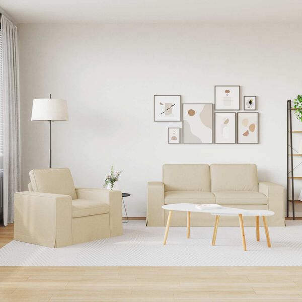 vidaXL Pohovka 2 pcs Kr&eacute;mov&aacute; 182 x 80 x 82 cm l&aacute;tka