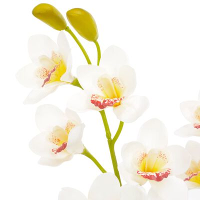 vidaXL Umelá rastlina orchidea s kvetináčom 90 cm biela
