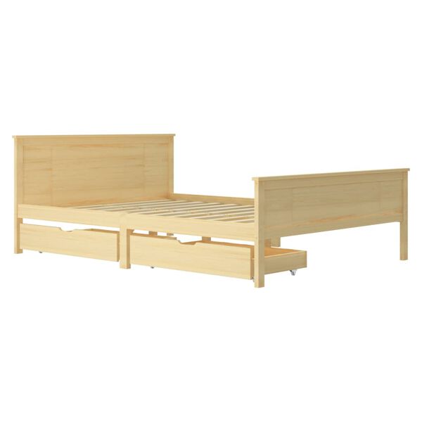 vidaXL Posteľn&yacute; r&aacute;m s 2 z&aacute;suvkami borovicov&yacute; mas&iacute;v 160x200 cm
