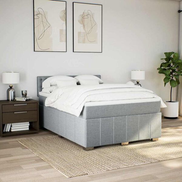 vidaXL Boxspring posteľ s matracom bledosiv&aacute; 140x200 cm l&aacute;tka