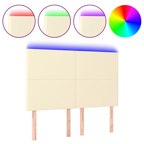 vidaXL Čelo postele kr&eacute;mov&eacute; 144x5x118/128 cm umel&aacute; koža