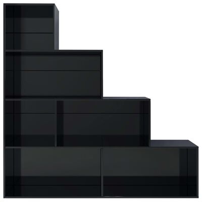 vidaXL Knižnica/deliaca stena, lesklá čierna 155x24x160 cm