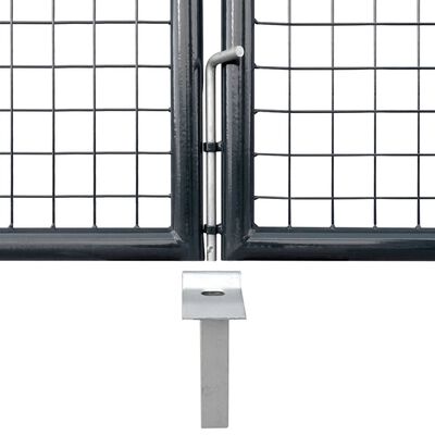 vidaXL Záhradná brána, pletivo, pozinkovaná oceľ 289x150 cm, sivá