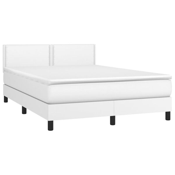 vidaXL Boxspring posteľ s matracom a LED biela 140x190 cm umel&aacute; koža