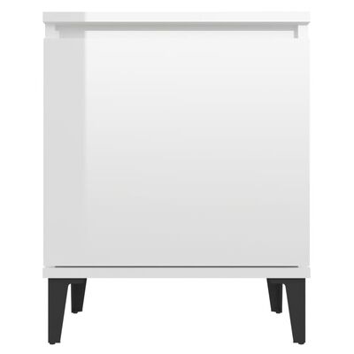 vidaXL Nočné stolíky, kovové nohy, lesklé biele 40x30x50 cm