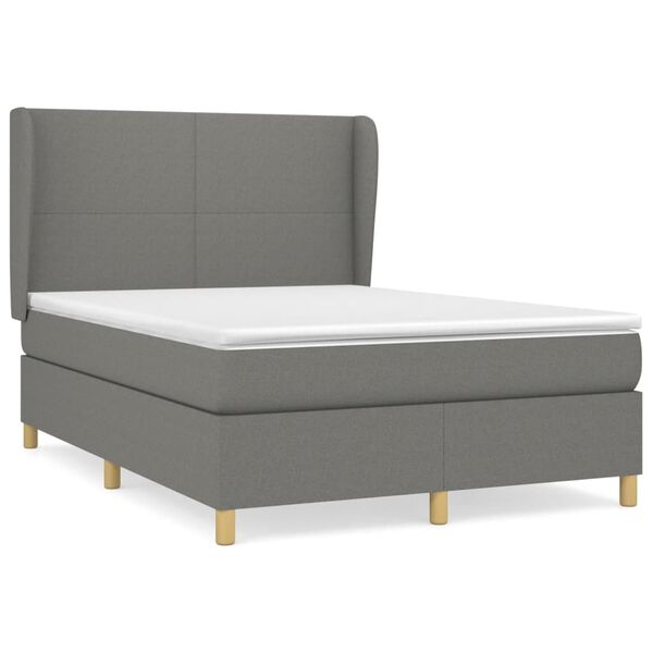 vidaXL Boxspring posteľ s matracom tmavosiv&aacute; 140x200 cm l&aacute;tka
