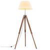 vidaXL Lampa na stat&iacute;ve medovo-hned&aacute; a biela 141 cm teakov&yacute; mas&iacute;v