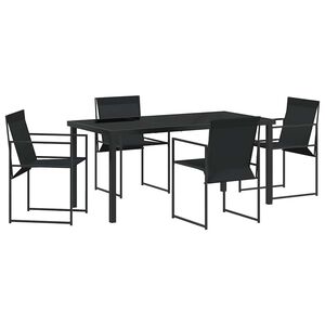 vidaXL Z&aacute;hradn&yacute; jed&aacute;lensk&yacute; set 5 pcs Čierna Textil&eacute;n a oceľ