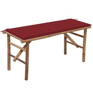 vidaXL Skladacia z&aacute;hradn&aacute; lavička s podložkou 118 cm bambus