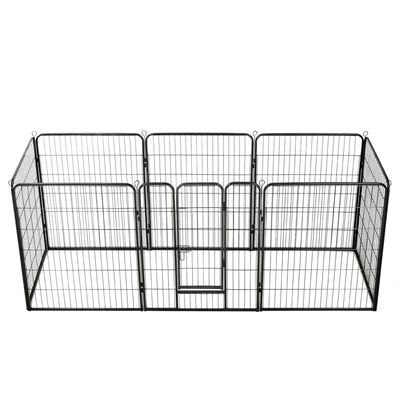 vidaXL Oceľová ohrádka pre psov s 8 panelmi 80x100 cm čierna