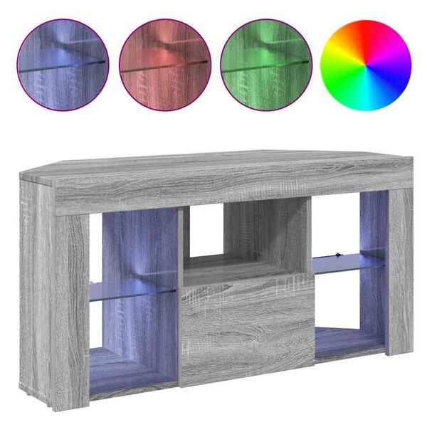 vidaXL Rohový LED TV kabinet Nástenný Sivý Sonoma 106 x 40 x 50 cm