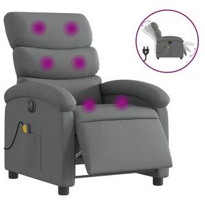 vidaXL Elektrick&eacute; mas&aacute;žne skl&aacute;pacie kreslo tmavosiv&eacute; l&aacute;tka