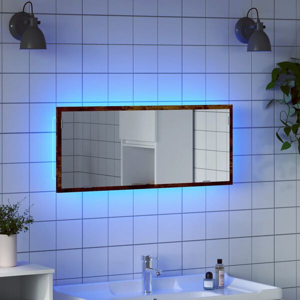 vidaXL LED k&uacute;peľňov&eacute; zrkadlo &uacute;den&yacute; dub 100x8,5x37cm, kompozitn&eacute; drevo