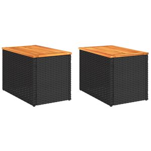 vidaXL Z&aacute;hradn&eacute; pr&iacute;ručn&eacute; stol&iacute;ky 2ks čierne 55x34x37cm polyratan mas&iacute;v
