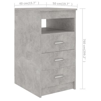 vidaXL Skrinka so zásuvkami, betónovo sivá 40x50x76cm kompozitné drevo