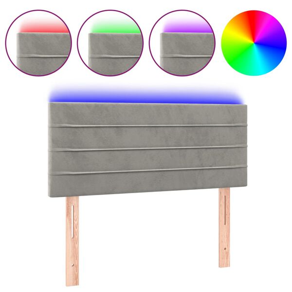 vidaXL Čelo postele s LED bledosiv&eacute; 80x5x78/88 cm zamat