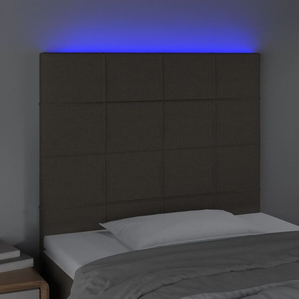 VidaXL Čelo postele s LED sivohnedé 80x5x118/128 cm látka