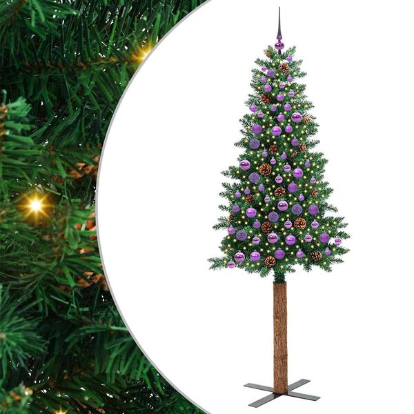 vidaXL &Uacute;zky vianočn&yacute; stromček s 300 LED-i so stojanom Zelen&aacute; 210 cm
