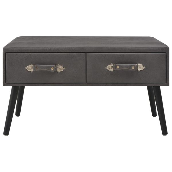 vidaXL Konferenčný stolík, sivý 80x40x46 cm, umelá koža