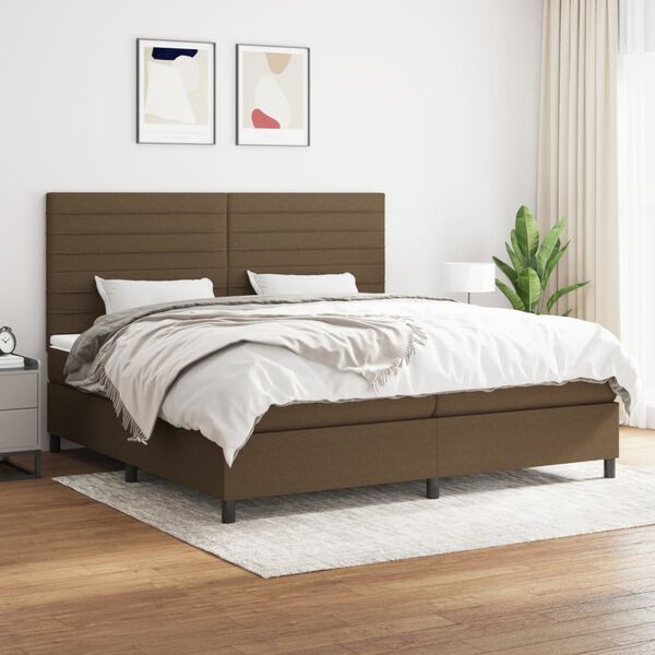 vidaXL Boxspring posteľ s matracom tmavohned&aacute; 200x200 cm l&aacute;tka