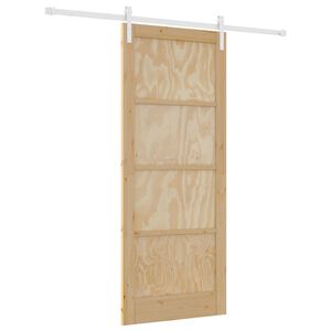vidaXL Posuvn&eacute; dvere 86 x 211 cm Borovicov&yacute; mas&iacute;v Pr&iacute;rodn&aacute; a biela