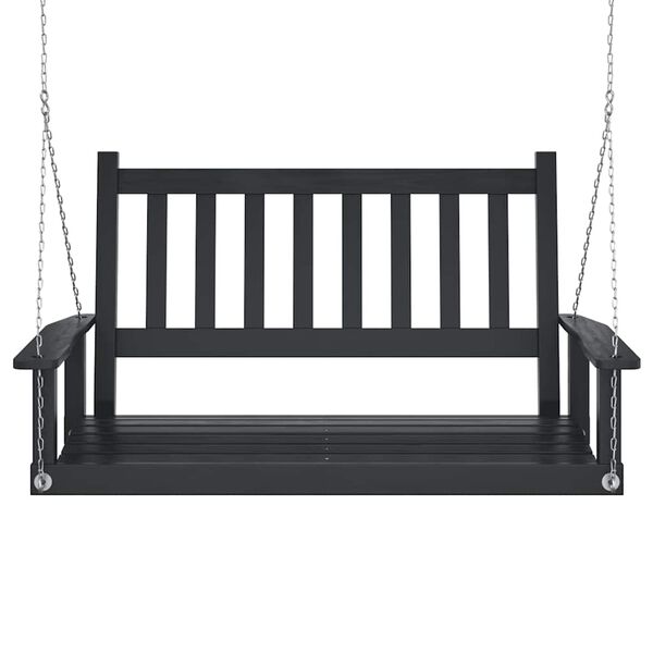 vidaXL Záhradná hojdacia lavička s retiazkami čierna jedľový masív